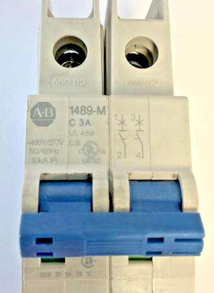 ALLEN BRADLEY 1489-M2C030 CIRCUIT BREAKER SER.D 3A 480Y/277V 10KA 50/60HZ 2POLE