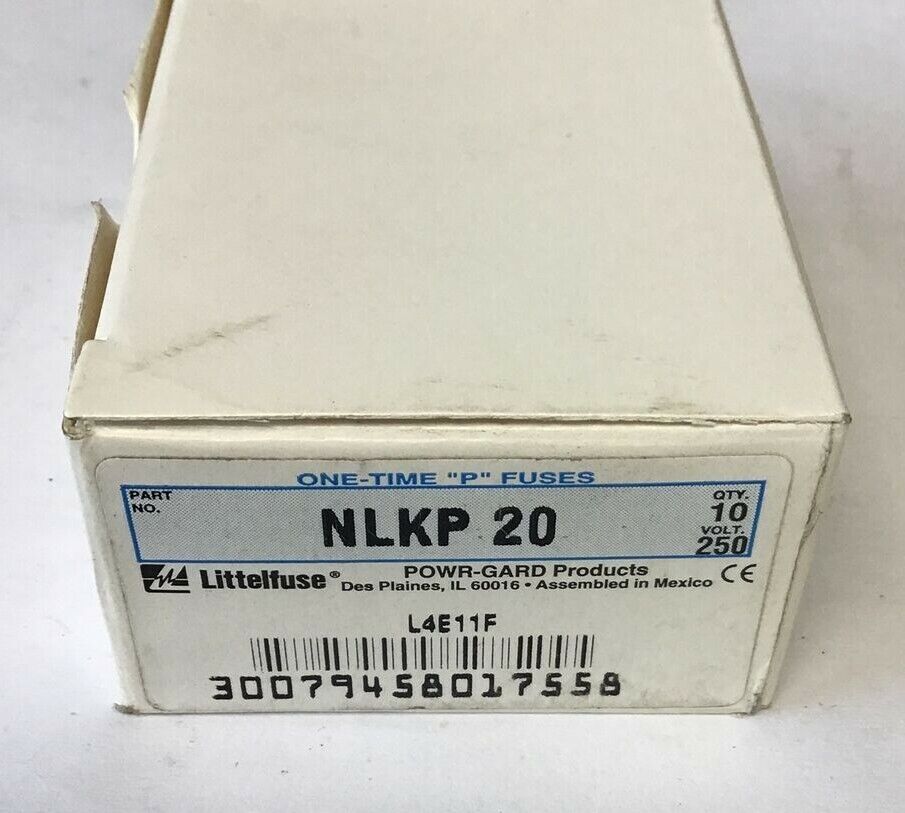 LITTELFUSE NLKP 20 FUSE 250VAC CLASS H ONE TIME 20AMP ***LOTOF10***