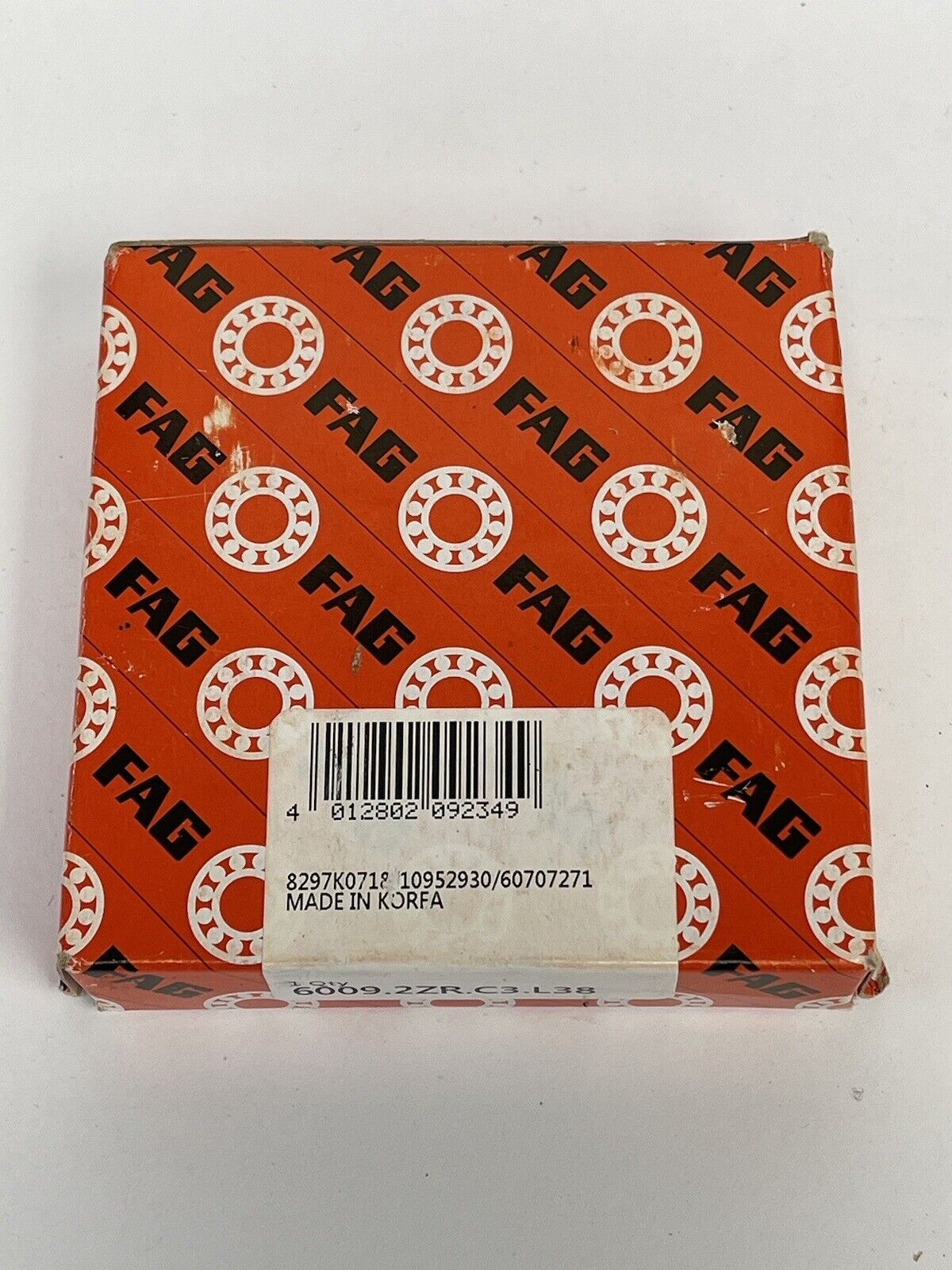 FAG - 6009.2ZR.C3.L38 -DEEP GROOVE BALL BEARING, SS, SHIELDED 62MM x 35MM x 14MM