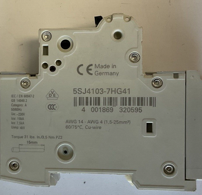 SIEMENS 5SJ4101-7HG41 CIRCUIT BREAKER 3A AUXILIARY CIRCUIT SWITCH