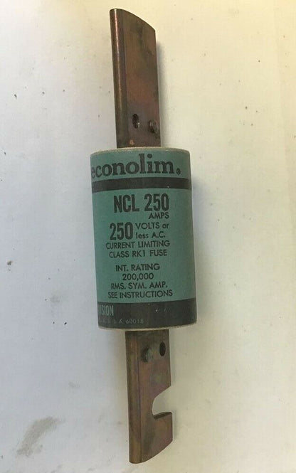 FEDERAL PACIFIC NCL 250 FUSE CLASS RK1 250VAC ECONOLIM NCLR 250