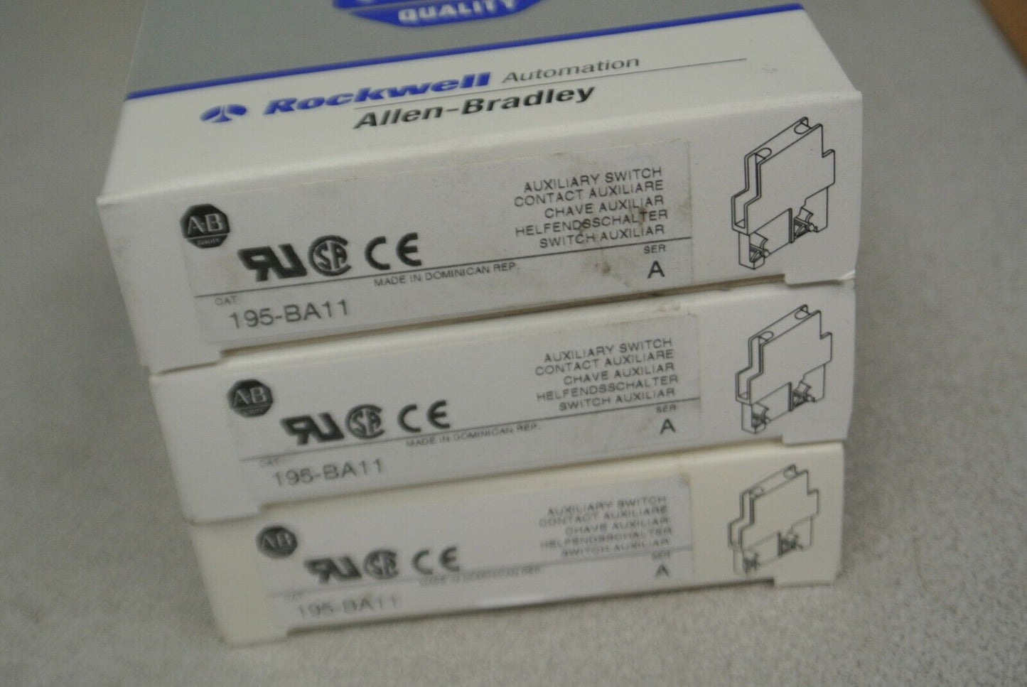 LOT of 3 / ALLEN-BRADLEY 195-BA11 AUXILIARY SWITCH / AUX. CONTACT / NEW SURPLUS