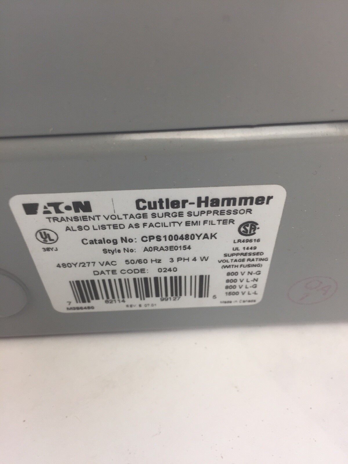 EATON CUTLER HAMMER CPS100480YSK CLIPPER POWER SYSTEM VISOR 480Y/277VAC 3PH