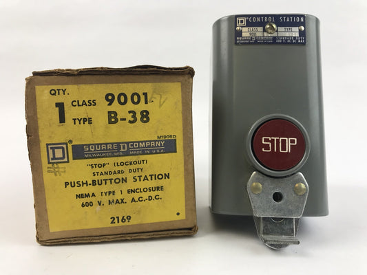 Square D Company 9001 B-38 Stop (Lockout) Push Button Station 600 V Max AC DC