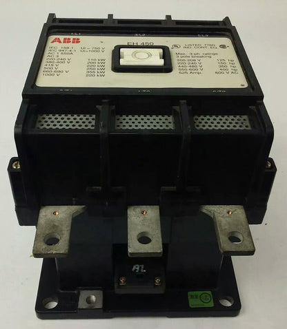 ABB EH450 CONTACTOR,  600V, 3PH, 525A, 400H.P., 3P, 355KW, EH, USED