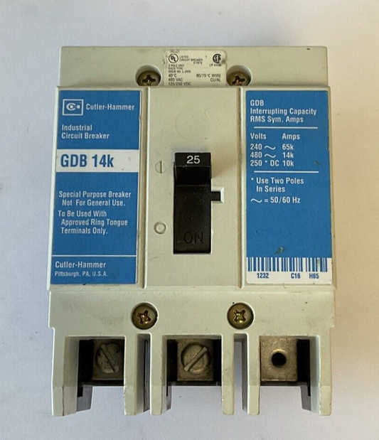 WESTINGHOUSE GDB 14K CIRCUIT BREAKER 25A 480VAC 3POLE 50/60HZ