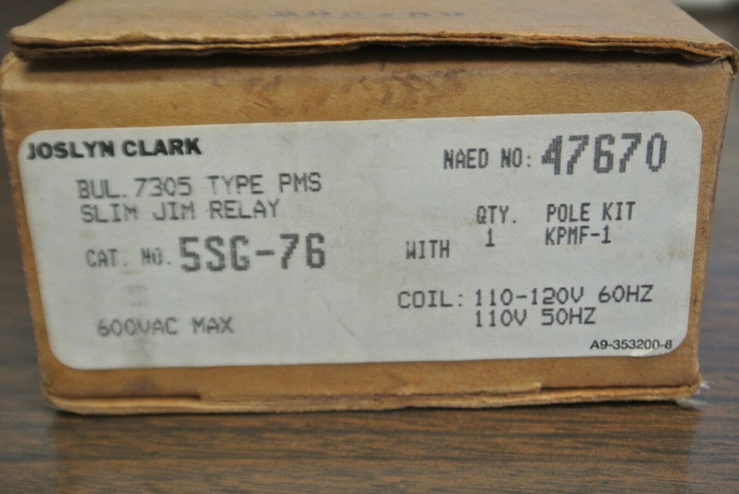 SYLVANIA 5SG-76 SLIM JIM RELAY / BUL. 7305 TYPE PMS / 110-120V COIL NEW SURPLUS