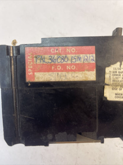 SQUARE D FAL3603015M1212 CIRCUIT BREAKER 30AMP 600VAC 3P ADJ INST TRIP 100-350A
