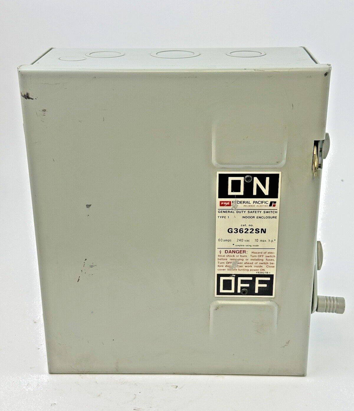 FEDERAL PACIFIC - G3622SN - SAFETY SWITCH - 60 AMP, 2 POLE, 240 VAC, NEMA TYPE 1