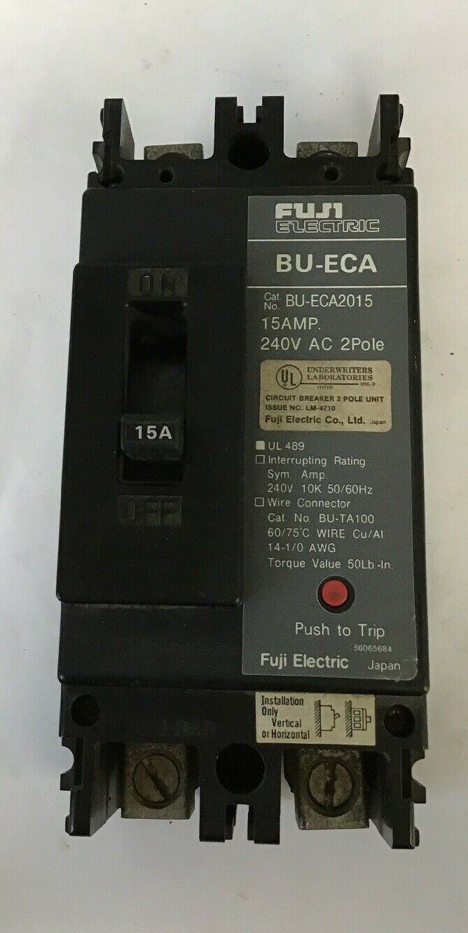 FUJI ELECTRIC BU-ECA2015 CIRCUIT BREAKER  15AMP 240VAC 2POLE