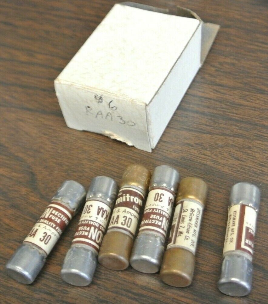LOT of 6 / BUSSMANN / TRON KAA30 RECTIFIER FUSES / 130V / 30A / NEW SURPLUS