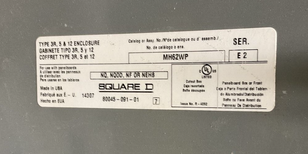 SQUARE D MH62WP SER.E2 TYPE3R 400A 3POLE MAIN 70A(4)&100A(2) LAL36400MB BREAKER