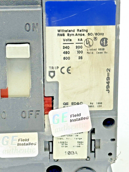 GE - SEDA36AN0100 - SPECTRA CIRCUIT BREAKER - 3 POLE/100A/600VAC W/ 100A TRIP