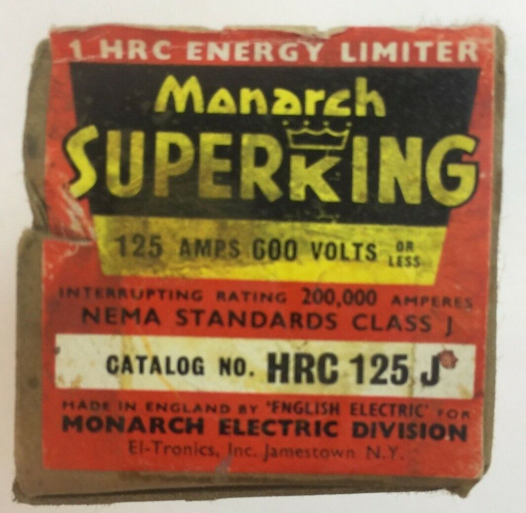 MONARCH SUPERKING HRC125J 125AMP 600V HRC ENERGY LIMITER FUSE CLASS J