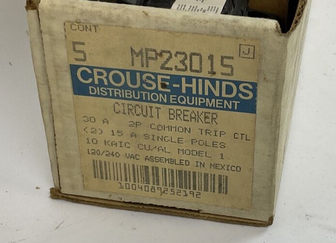 CROUSE-HINDS MP23015 CIRCUIT BREAKER 120/240VAC ***LOTOF5***