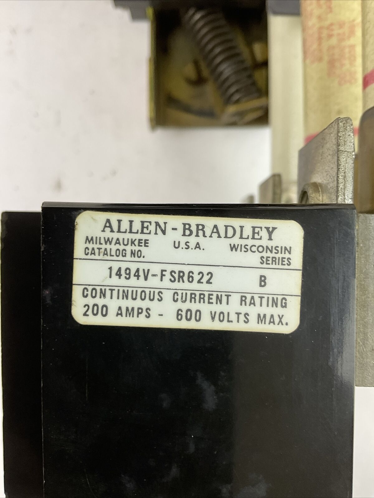 ALLEN BRADLEY 1494V-DS200 SER B 200A 600VAC 250VDC 1494V-FSR622 TRS-100R