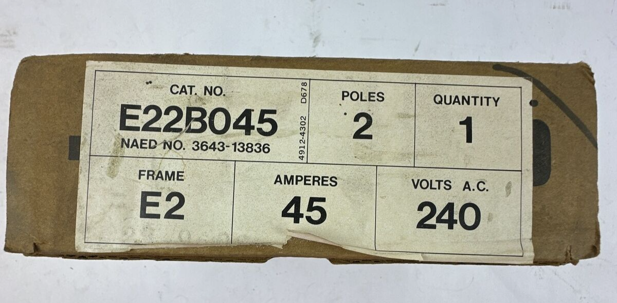 GOULD ITE E22B045 MOLDED CASE CIRCUIT BREAKER 45A 2P 240VAC 125/250VDC