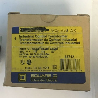 SQUARE D 9070EO1D3 INDUSTRIAL CONTROL TRANSFORMER 50/60HZ 0.035-0.05KVA
