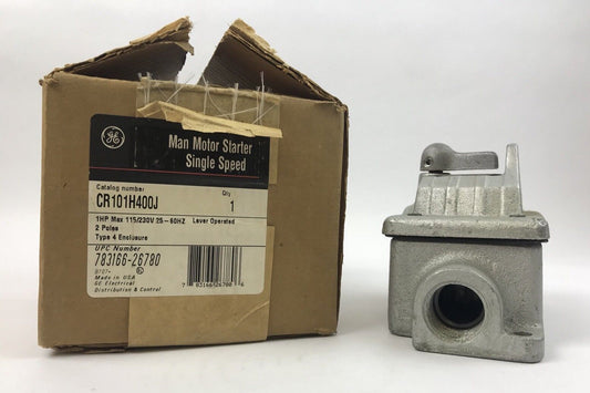 GE CR101H400J MAN MOTOR STARTER SINGLE SPEED 1HP MAX 115/230V 25-60 HZ 2 POLES
