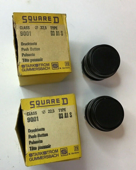 SQUARE D 9001 D3A1S PUSHBUTTON FLUSH BLACK***LOTOF2***