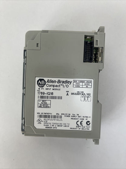 ALLEN BRADLEY 1769-IQ16 COMPACT I/O 16CH INPUT MODULE SER A F/W REV 3.1 DIR/VER