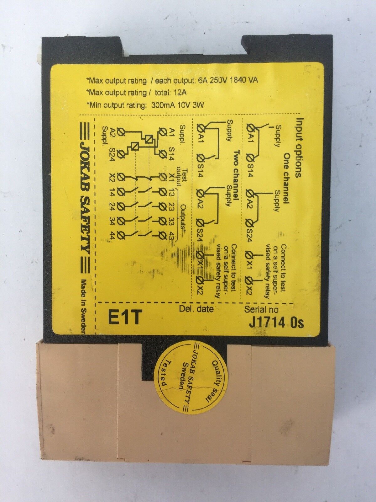 JOKAB SAETY E1T EXPANSION RELAY 6A 250V 1840VA