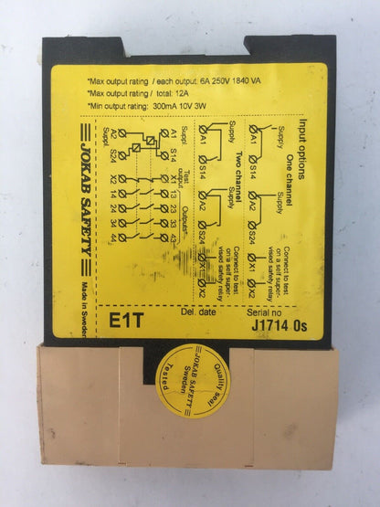 JOKAB SAETY E1T EXPANSION RELAY 6A 250V 1840VA