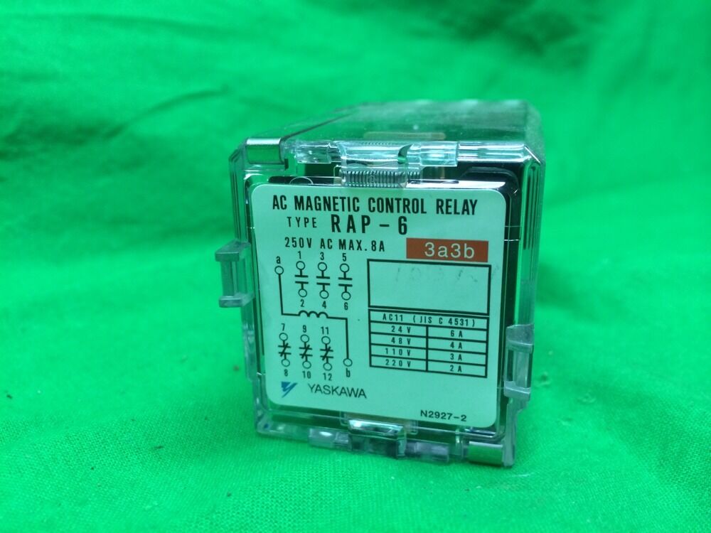 YASKAWA RAP-6 AC MAGNETIC CONTROL RELAY 3a3b 250V AC MAX. 8A, USED