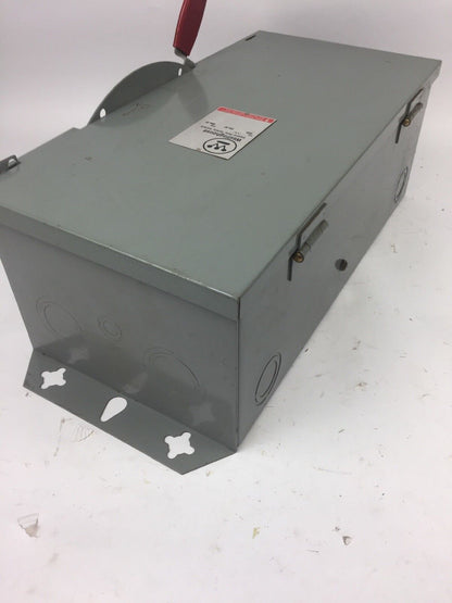 WESTINGHOUSE GUN323 SAFETY SWITCH 240 VOLT AC 100 AMP TYPE 1 ENCLOSURE INDOOR