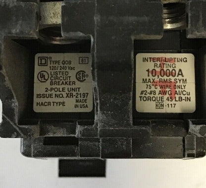 SQUARE D QOB260 CIRCUIT BREAKER 60A 120/240VAC 2POLE