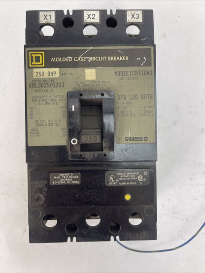 SQUARE D KAL362501212 MOLDED CASE CIRCUIT BREAKER SERIES 2 600VAC 250VDC 250A