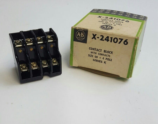 ALLEN BRADLEY X-241076 CONTACT BLOCK WITH CONTACTS, SERIES K, SIZE 00, 4P, NEW