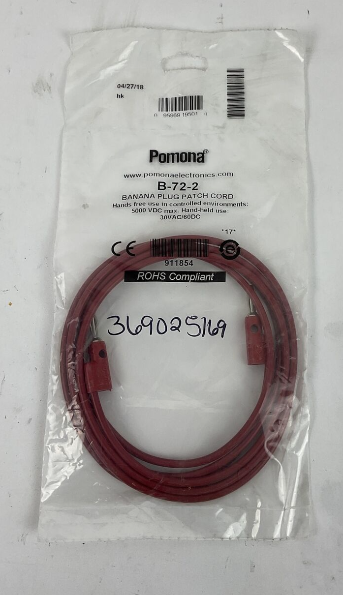 POMONA B-72-2 BANANA PLUG PATCH CORD 5000VDC****LOTOF4****