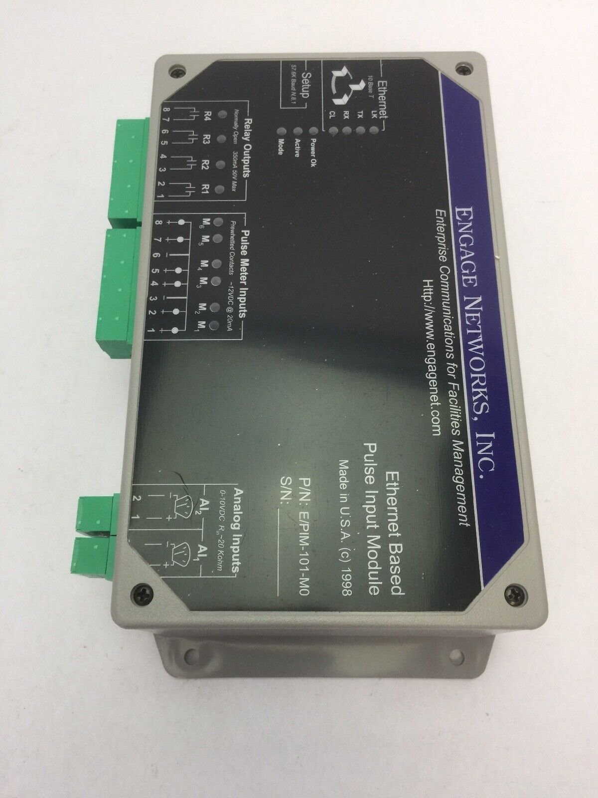 ENGAGE NETWORKS E/PIM-101-M0 ETHERNET PULSE INPUT METER