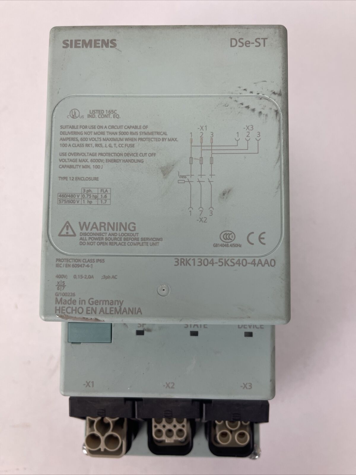 SIEMENS DSe-ST 3RK1304-5KS40-4AA0 MOTOR STARTER 400VAC 0.15-2.0A 3PH