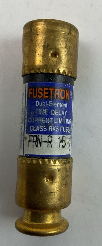 FUSETRON FRN-R 15 250VAC 15AMP DUAL-ELEMENT TIME DELAY CLASS RK5 FUSE (LOT OF 3)