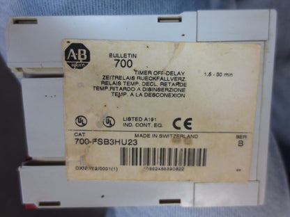 ALLEN-BRADLEY 700-FSB3HU23 Ser. B - PROGRAMMABLE TIMER -.1.5-30MIN