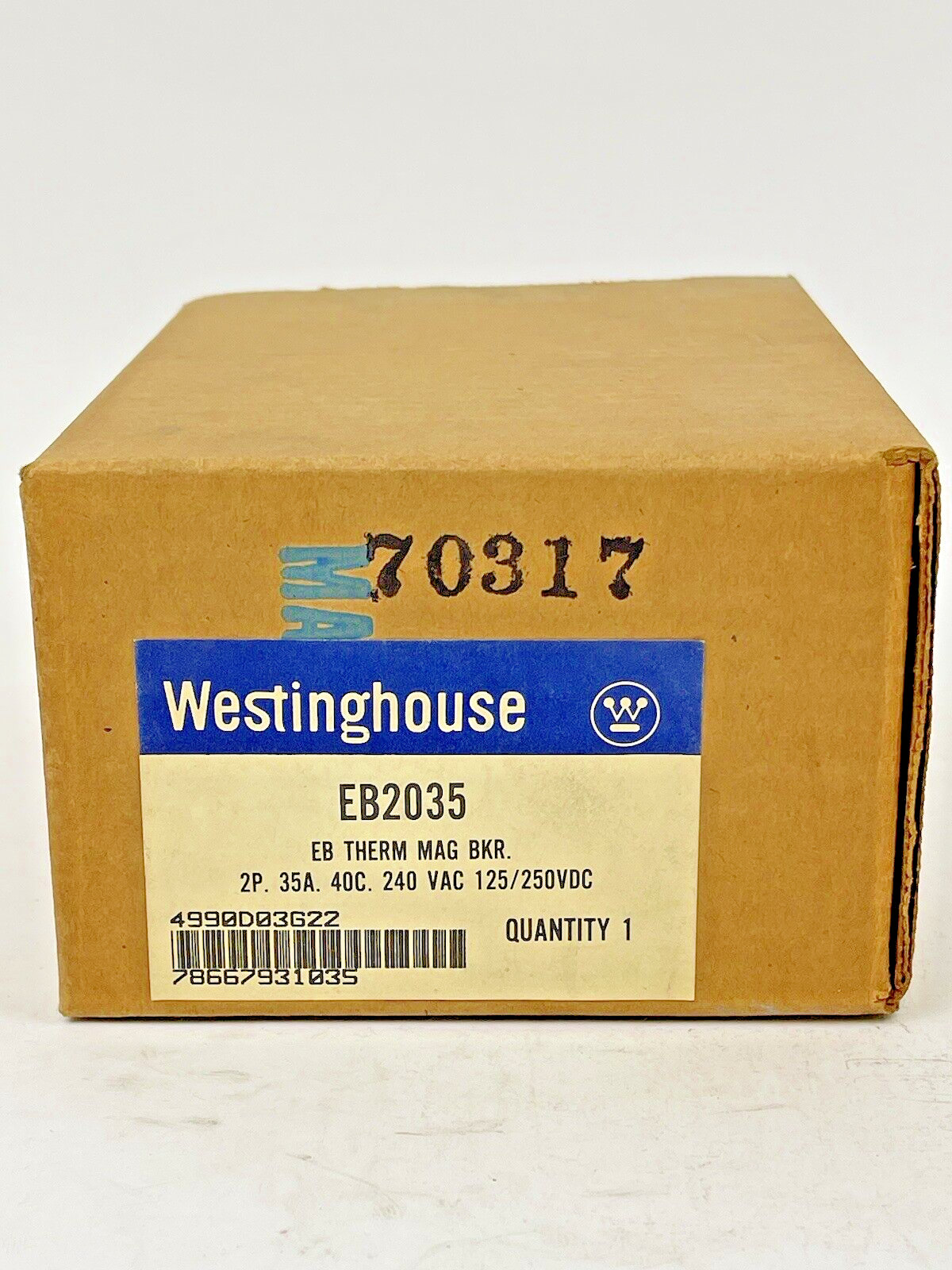 WESTINGHOUSE - EB2035 - CIRCUIT BREAKER - 2P, 35A, 40C, 240 VAC 125/250VDC