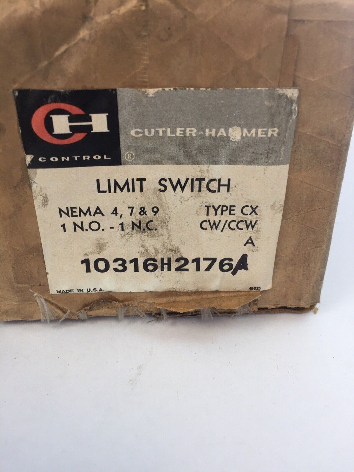 CUTLER HAMMER 10316H2176A LIMIT SWITCH 600VAC PILOT DUTY