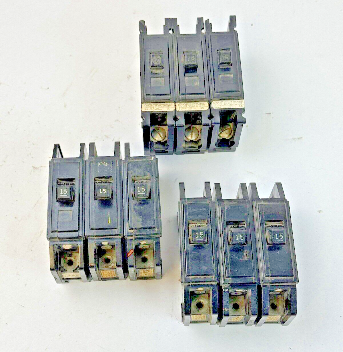 WESTINGHOUSE *LOT OF 9* - QC1015 - CIRCUIT BREAKER 1 POLE/15A/120 VAC -NO SCREWS