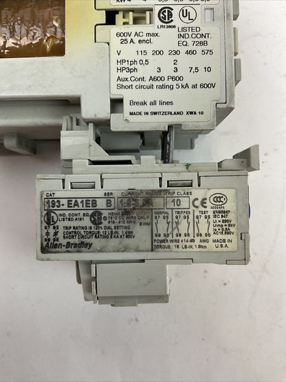 ALLEN BRADLEY STARTER (100-C12D*10 COIL 24VDC + 193-EA1EB 1.6-5.0A)