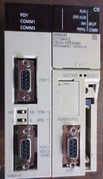 OMRON CS1G-CPU44H PROGRAMMABLE CONTROLLER / CPU + CS1W-SCB41-V1 COMMUNIC. BOARD
