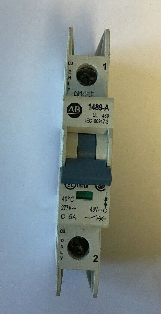 ALLEN BRADLEY 1489-A1C050 SER.A  5A 277VAC/48VDC 1POLE CIRCUIT BREAKER