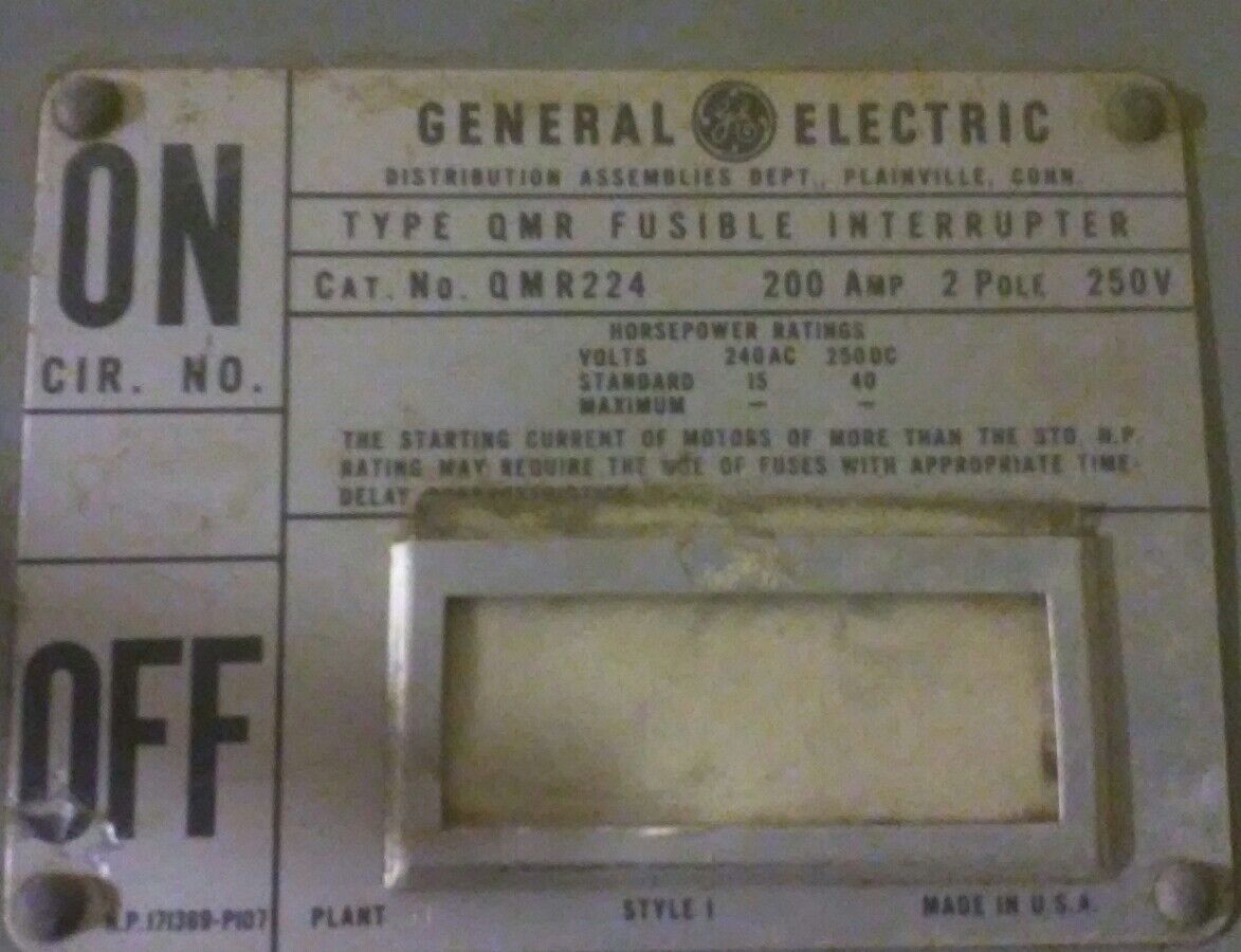 GENERAL ELECTRIC GE QMR QMR224 200 AMP 240V FUSED PANELBOARD SWITCH INTERRUPTER