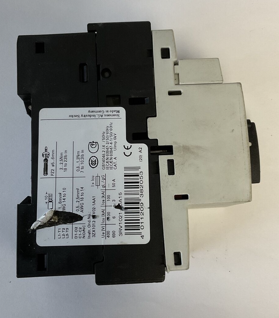 SIEMENS 3RV1021-1JA15 CIRCUIT BREAKER 10A 50/60HZ