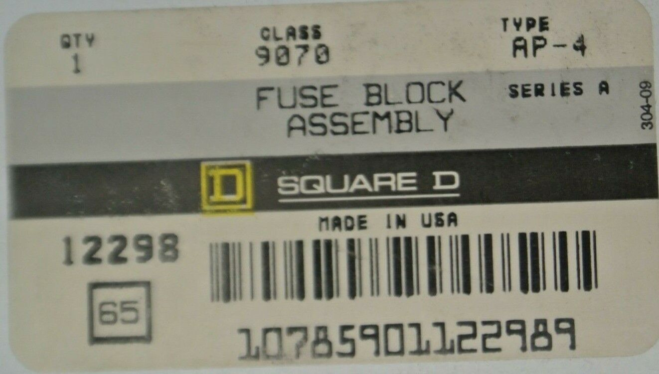 LOT of 6 / SQUARE D CLASS 9070 / AP-4 FUSE BLOCK / 250V / NEW SURPLUS