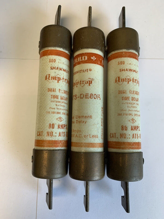 Gould Shawmut Amp-trap ATS-DE80R 80A 600V Fuse "Lot of 3"