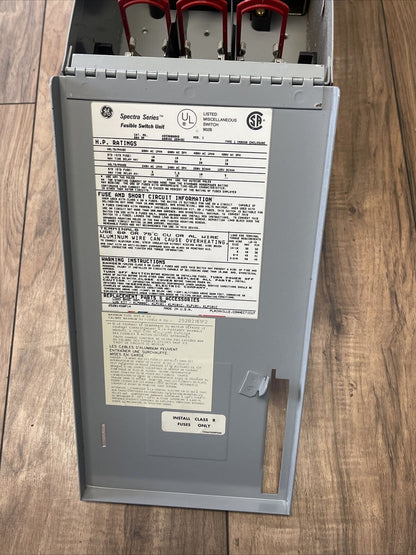 GE ADS36060HD FUSIBLE PANELBOARD SWITCH UNIT 60A 600V 50HP 3P SPECTRA SERIES