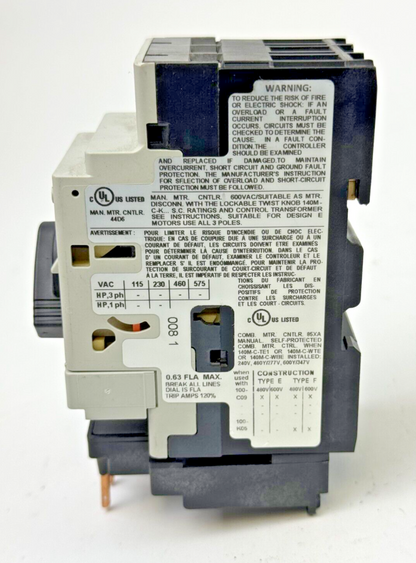 ALLEN-BRADLEY - 140M-C2E-A63 SER. C -MANUAL MOTOR PROTECTOR- 140M-C-AFA11 SER. A