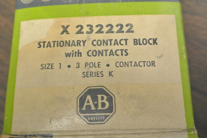 ALLEN-BRADLEY X-232222 STATIONARY CONTACT BLOCK / SIZE 1 / 3P / for CONTACTORS